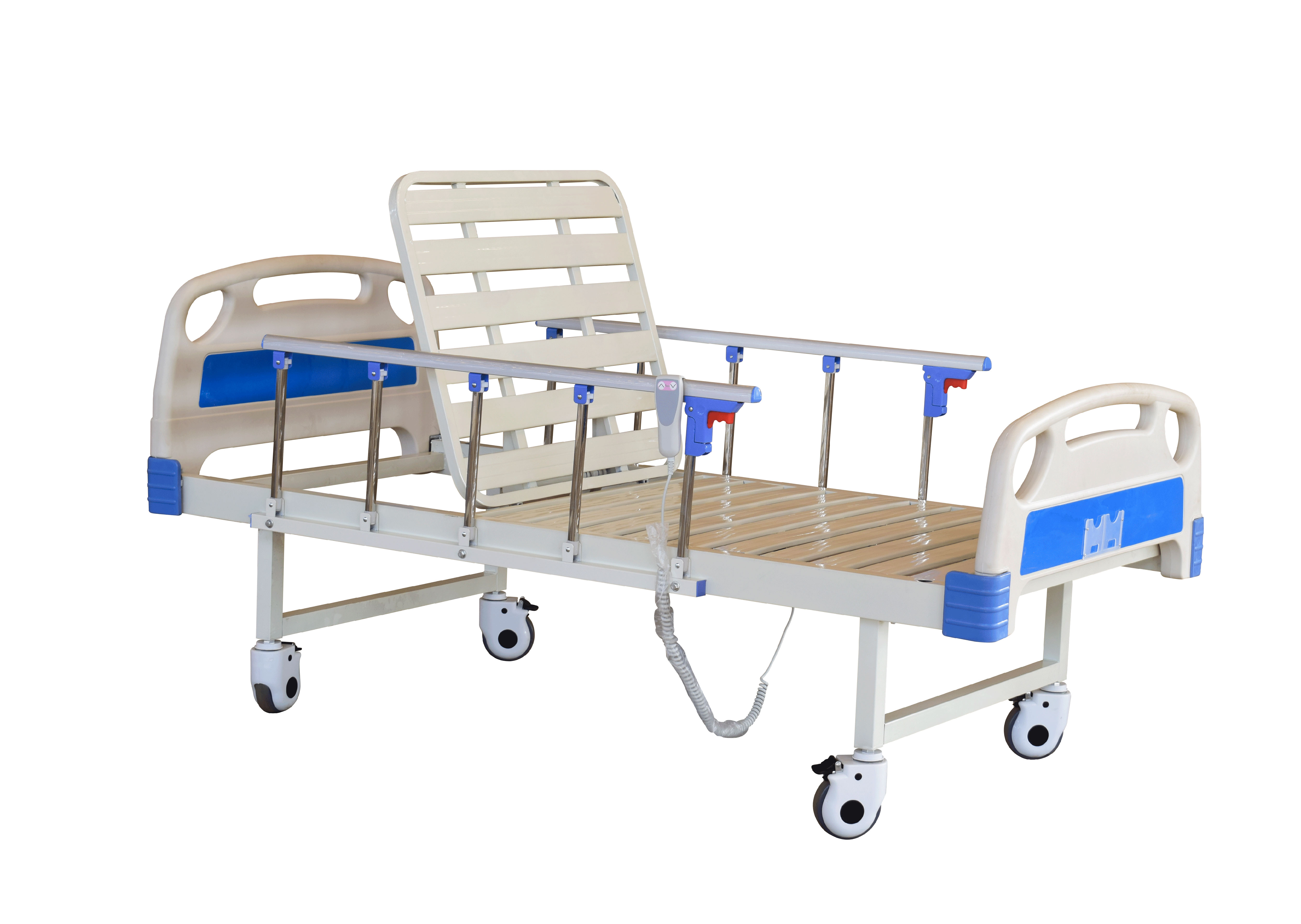 Medical bed cost Single motor cheap manual hospital bed with wheel